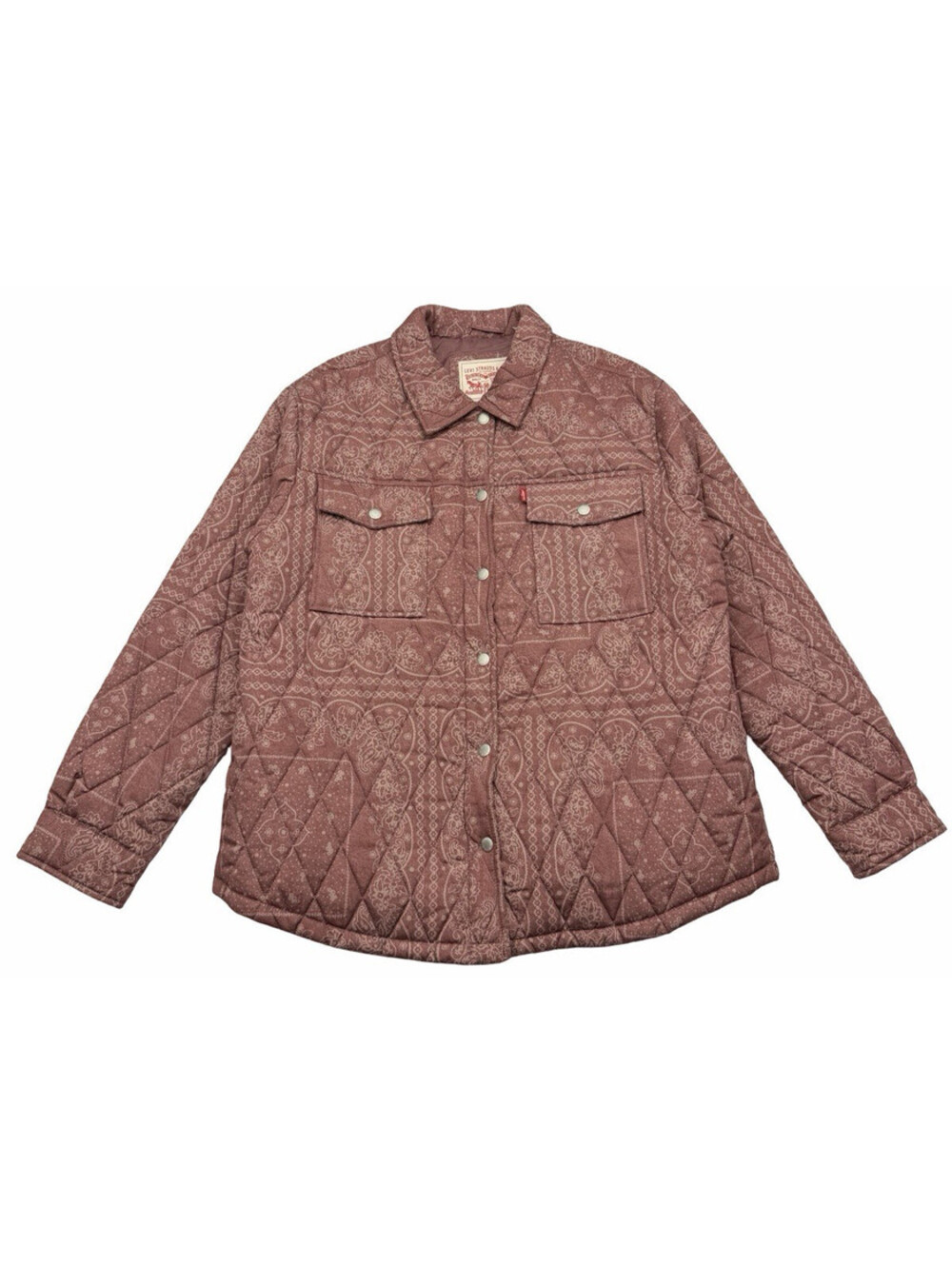 Levi's Women's Diamond Quilted Bandana Paisley Print Shirt Jacket Pink Size L